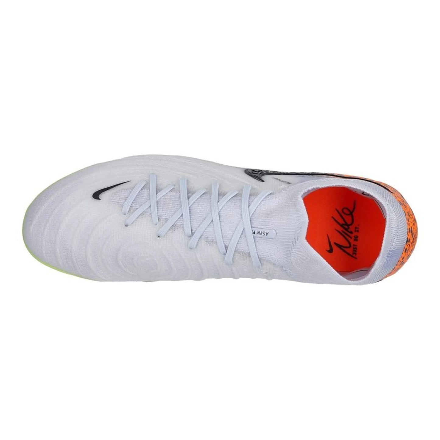 top view of the Nike Phantom Luna 2 Elite FG "Electric" Pack in a Grey/Black/Orange colorway