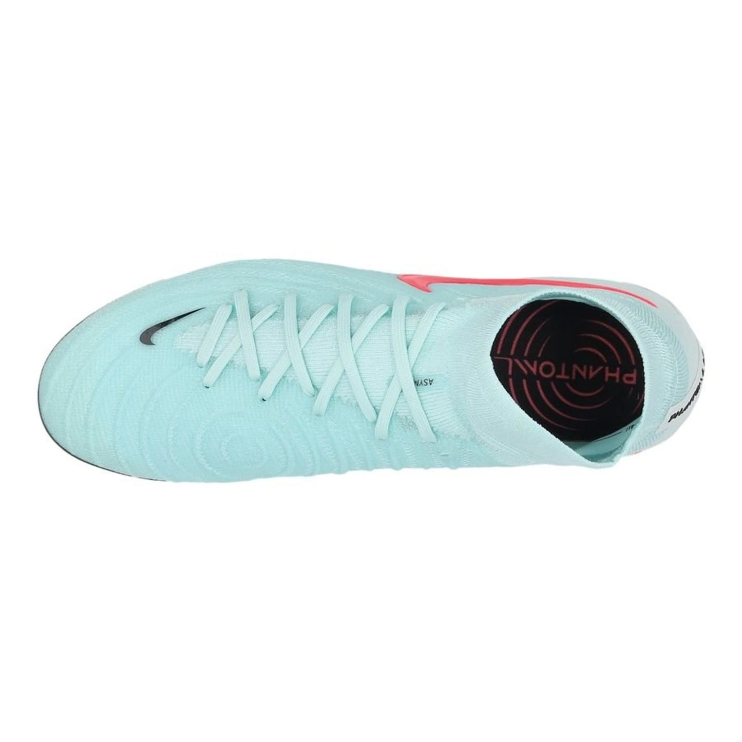 top view of the Nike Phantom Luna II Elite FG "Mad Energy" Pack in an Aqua/Red/Black colorway