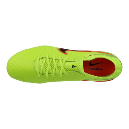 top view of the Nike Tiempo Legend 10 Elite FG "Max Voltage" Pack Neon/Black/Orange colorway
