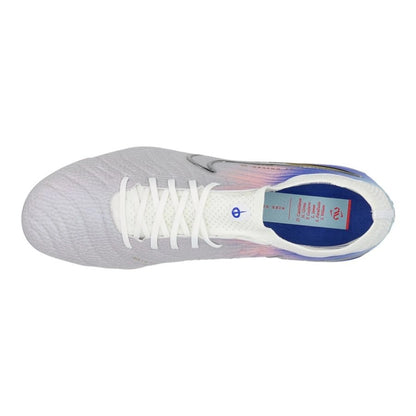 top view of the Nike Tiempo Legend 10 Elite FG "United Chapter 2" Pack in a White/Blue/Pink colorway