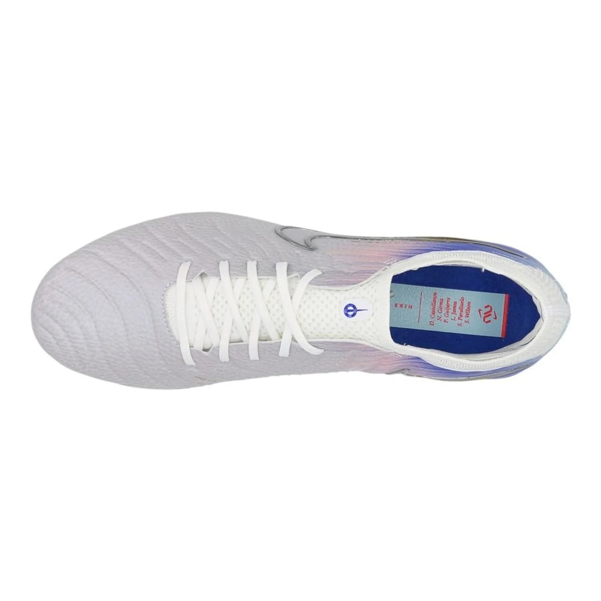 top view of the Nike Tiempo Legend 10 Elite SG-PRO United Chapter 2 in White/Blue