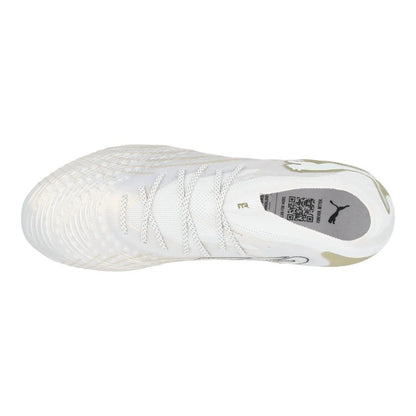 top view of the PUMA Future 9 Ultimate FG White Gold in White/Gold/Black colorway