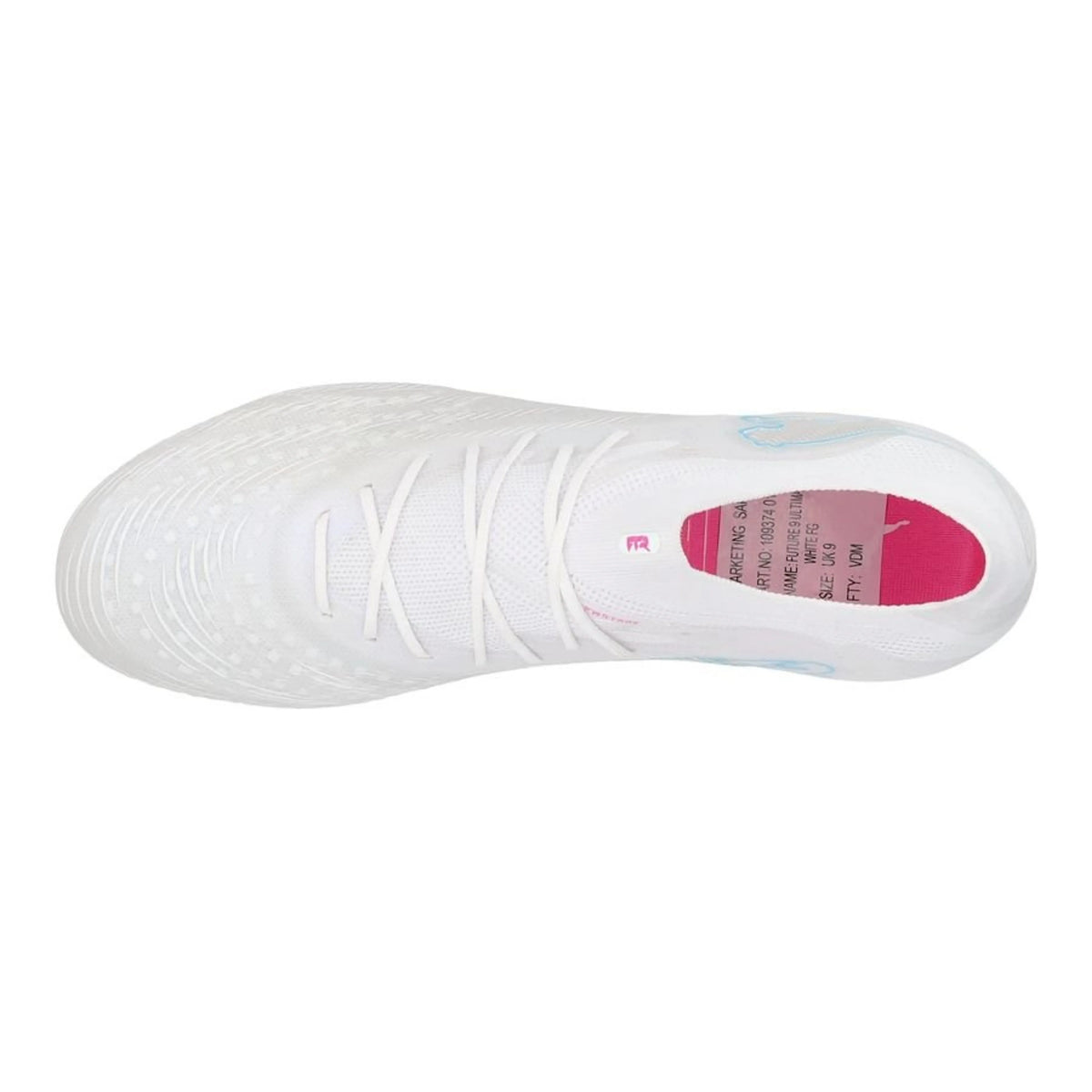 top view of the PUMA Future 9 Ultimate FG in white from the White Pack