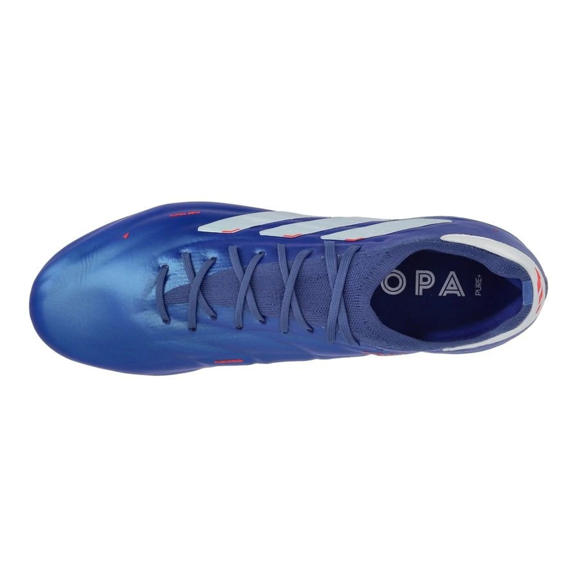 top view of the adidas Copa Pure 2 + FG Marinerush Pack in a Blue/White/Red colorway