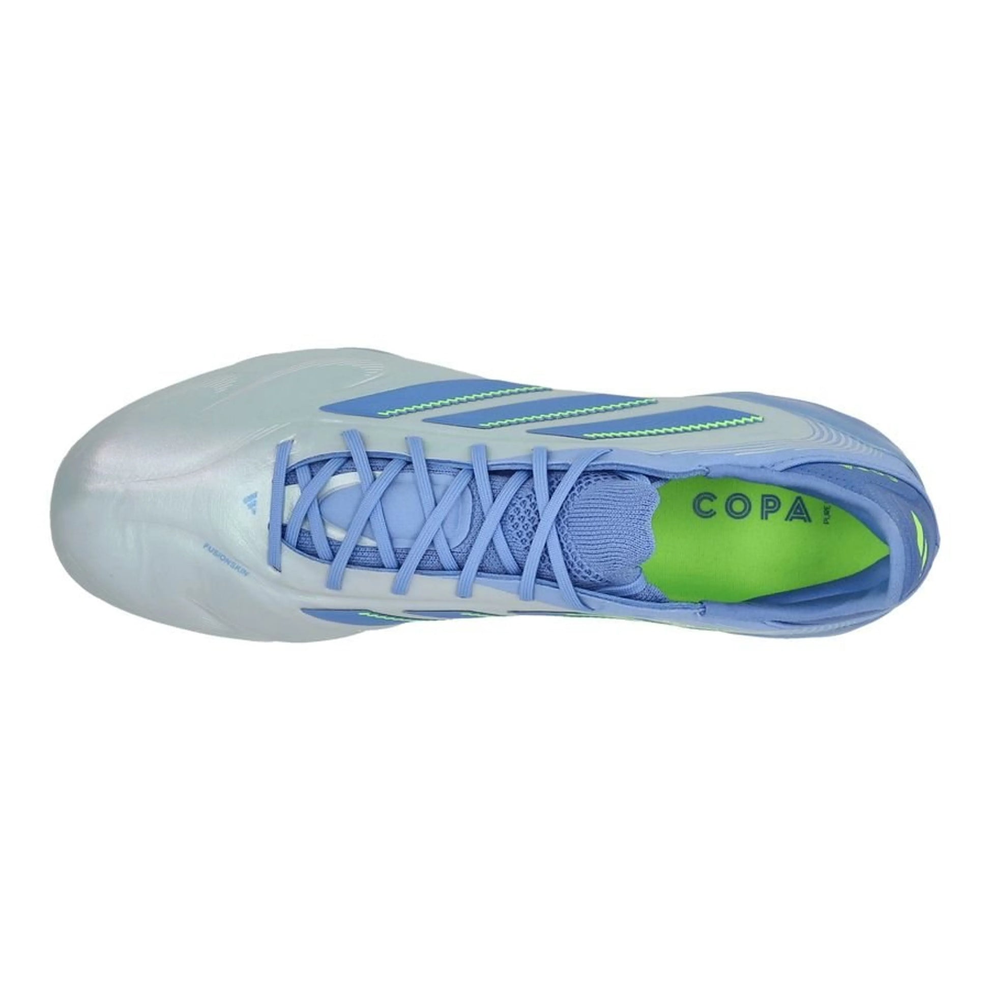top view of the adidas Copa Pure Elite III FG "Celestial Victory" Pack in a Blue/Lemon colorway