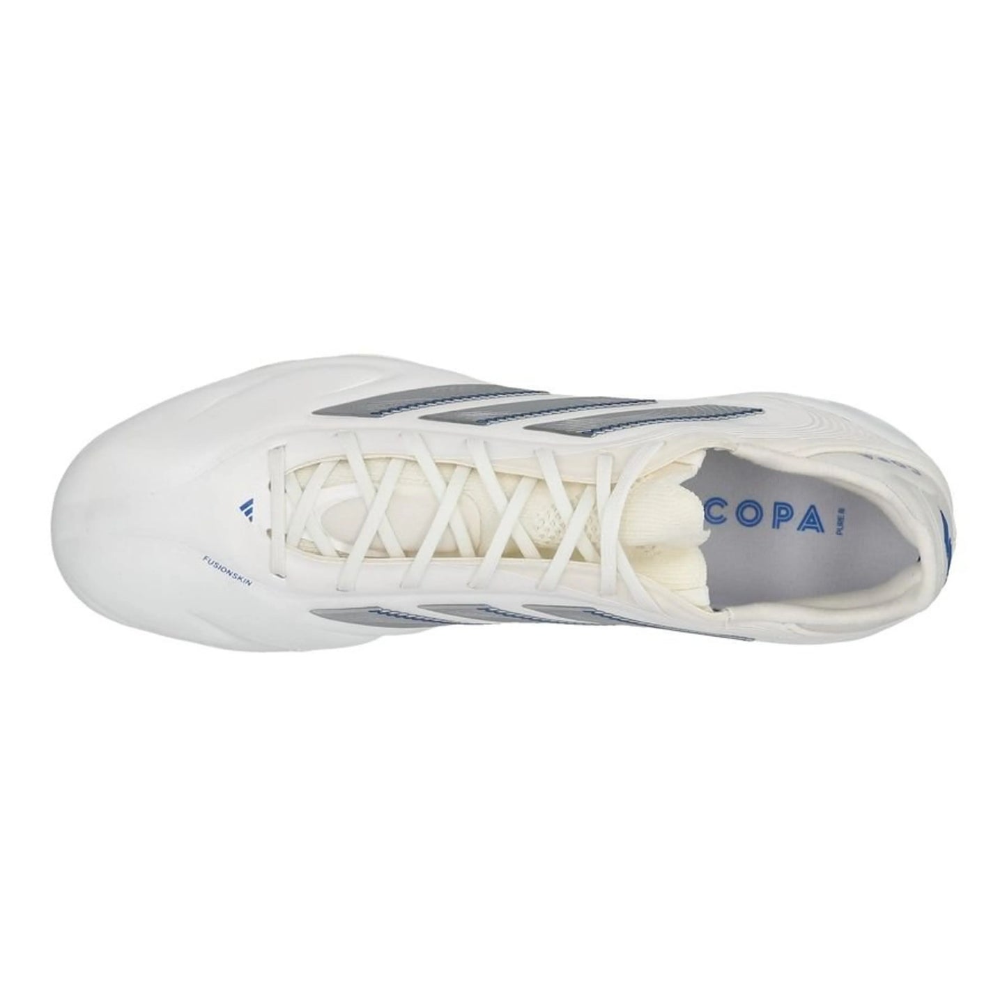 top view of the adidas Copa Pure Elite III FG "Polar Victory Pack" in a White/Silver/Blue colorway