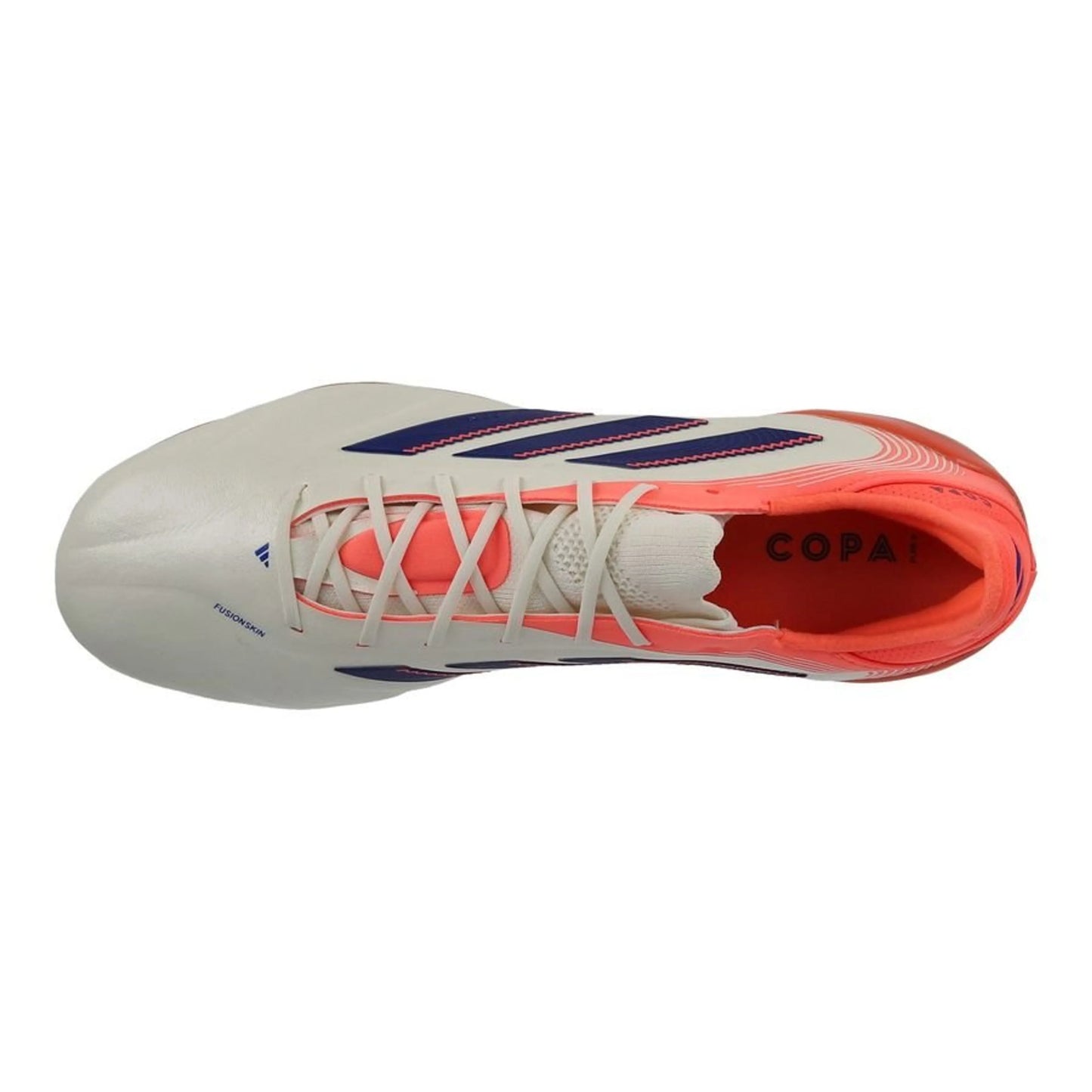 top view of the adidas Copa Pure Elite III SG in white/orange from the energetic Coral Blaze Pack