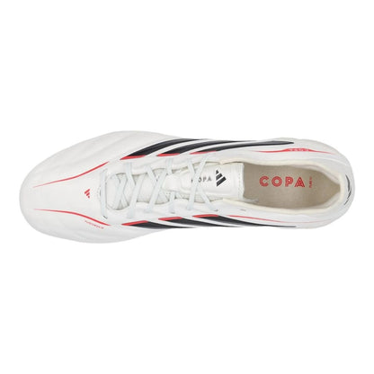 top view of the adidas Copa Pure IV Elite SG in Footwear White / Zero Metallic / Core Black / Lucid Red (Born For Goals Pack)