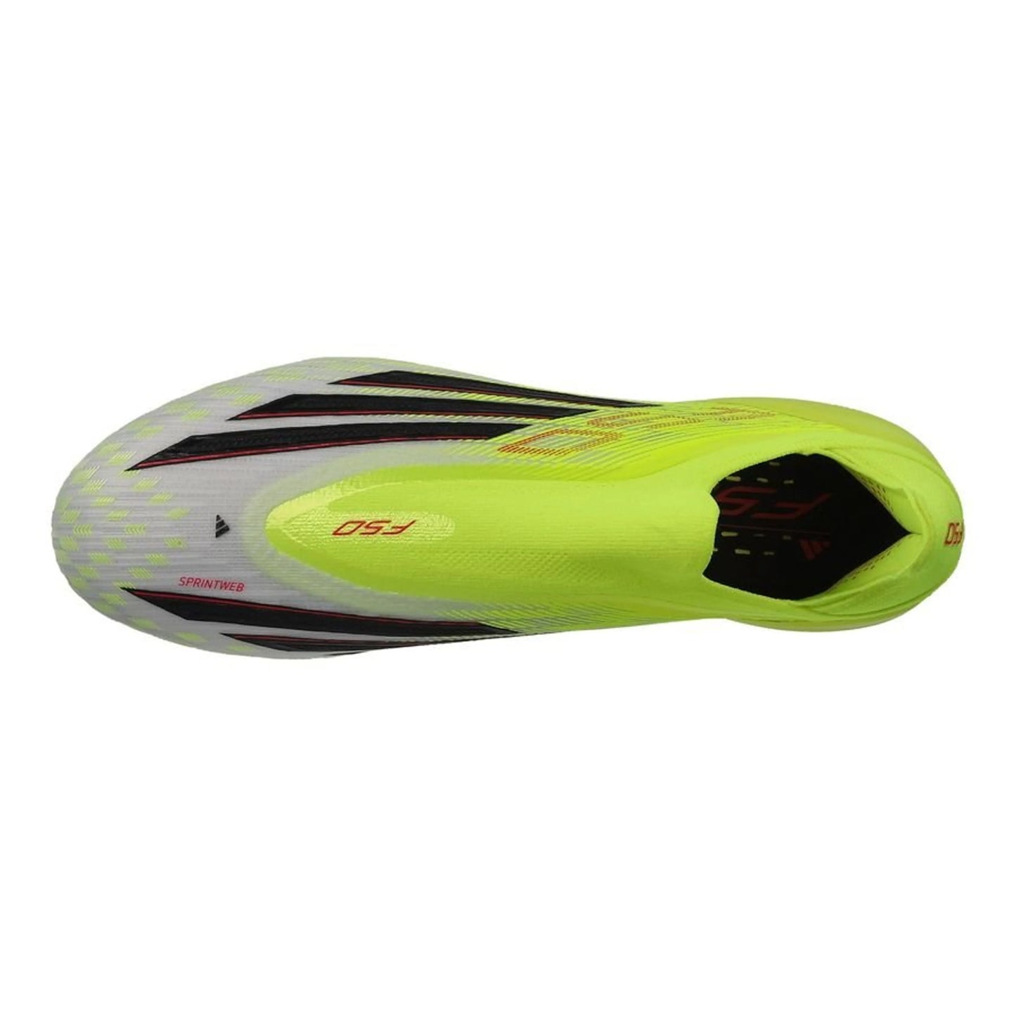 top view of the adidas F50 Elite Laceless SG in Yellow/Black from the Born For Goals Pack