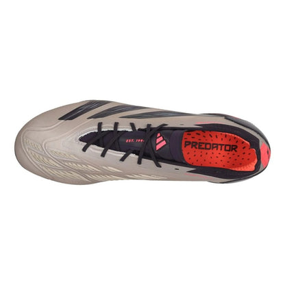 top view of the adidas Predator Elite FG "Vivid Horizon" Pack in a Metallic/Black/Orange colorway