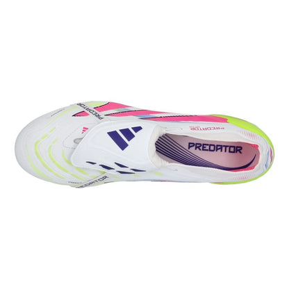 top view of the adidas Predator Elite Fold-over Tongue FG "Celestial Victory" Pack in a White/Pink/Lemon colorway