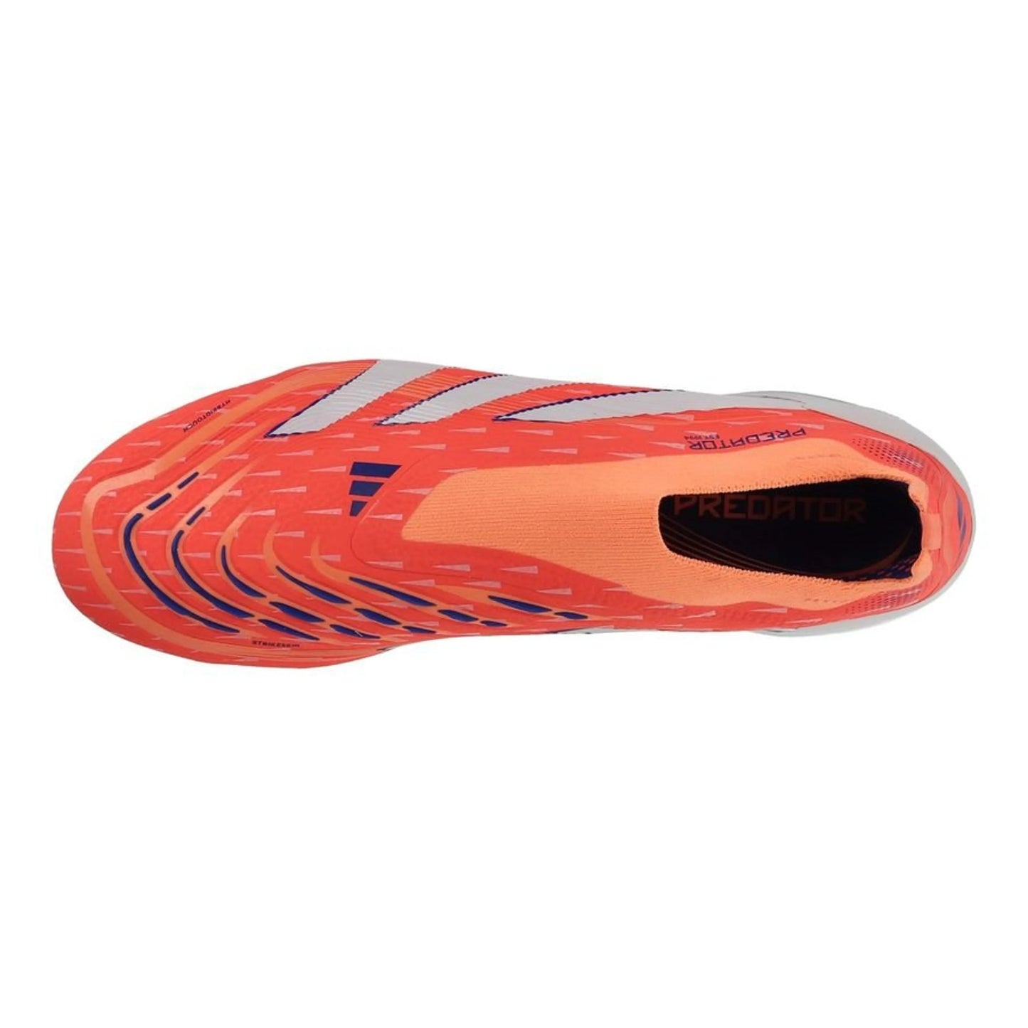 top view of the adidas Predator Elite Laceless FG "Coral Blaze" pack in a White/Orange colorway