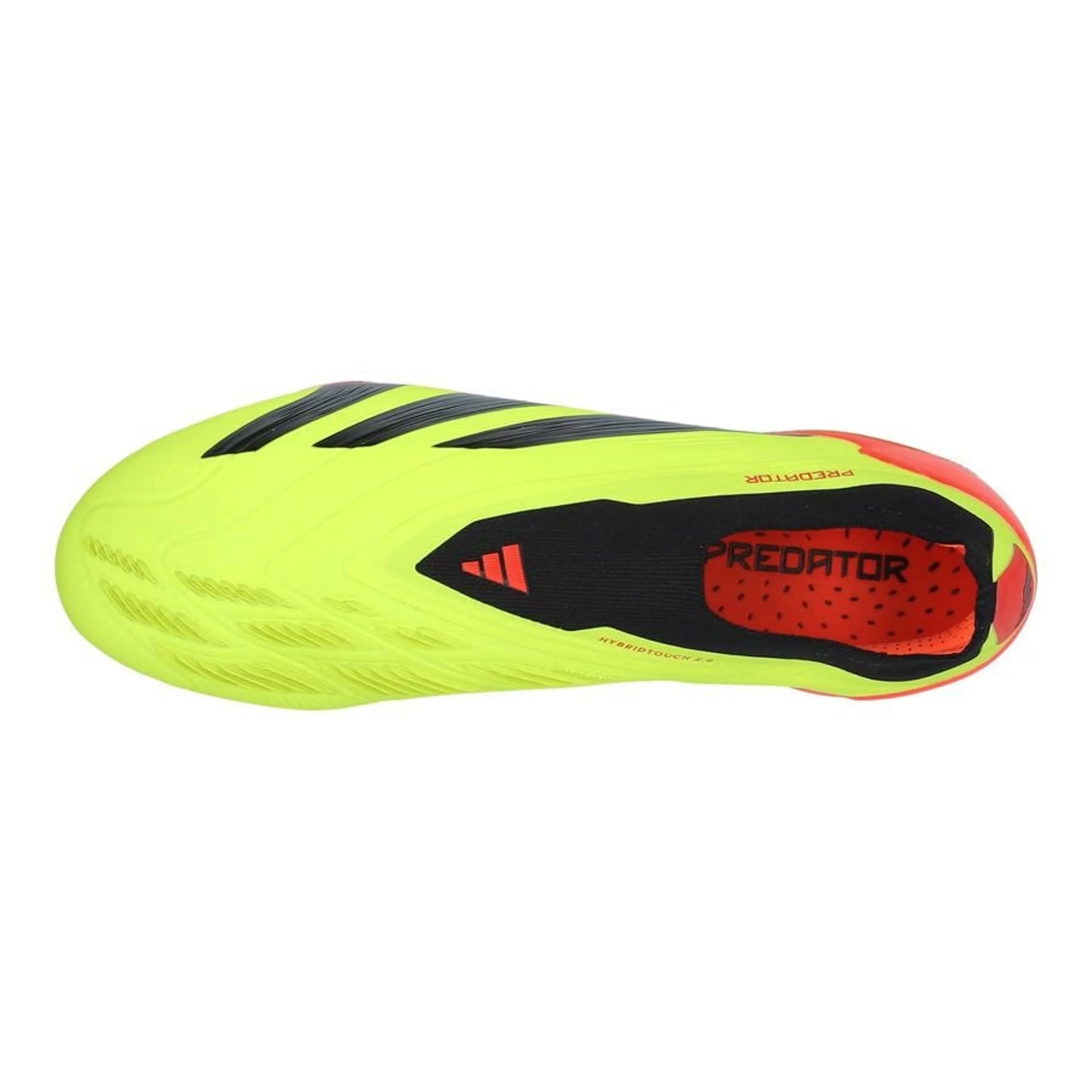 top view of the adidas Predator Elite Laceless FG "Energy Citrus" pack in a Yellow/Black/Red Colorway