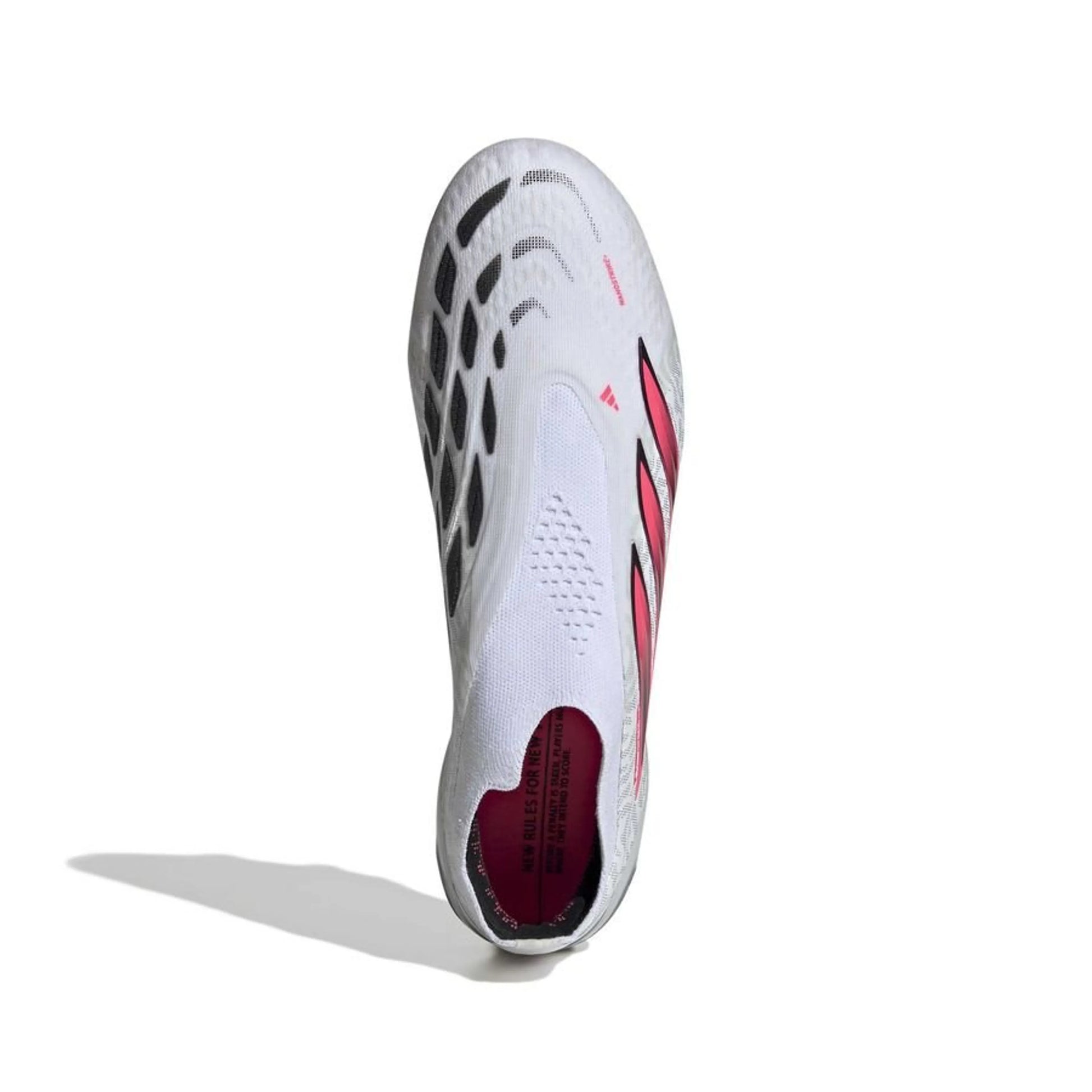 top view of the adidas Predator Elite Laceless FG in White/Red/Black from the Chaos vs Control Pack