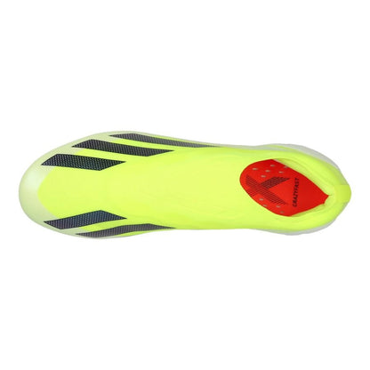 top view of the adidas X Crazyfast Elite FG Laceless Solar Energy Pack in Yellow/Black/White colorway