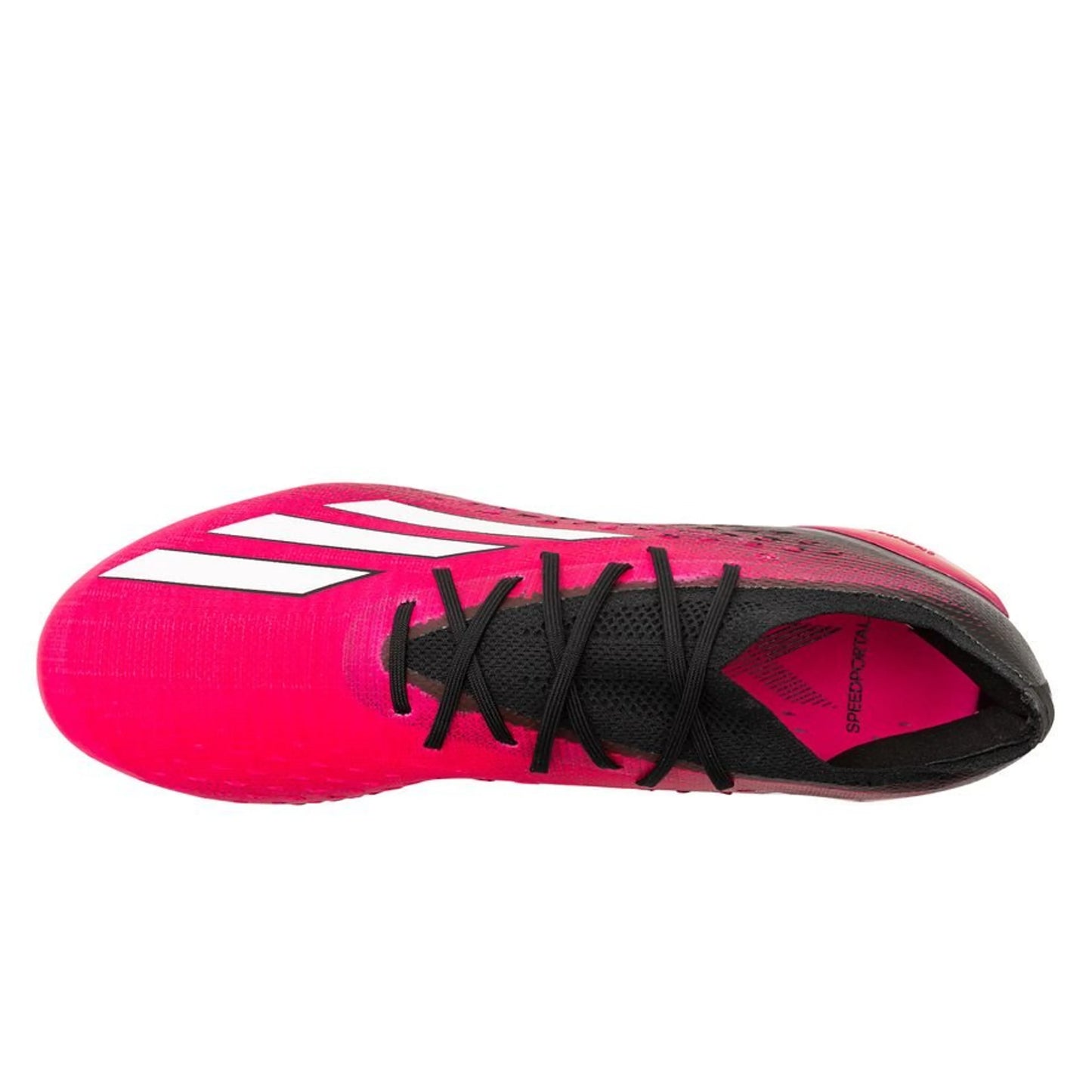 top view of the adidas X Speedportal .1 FG "Own Your Football" pack in a Pink/White/Black colorway