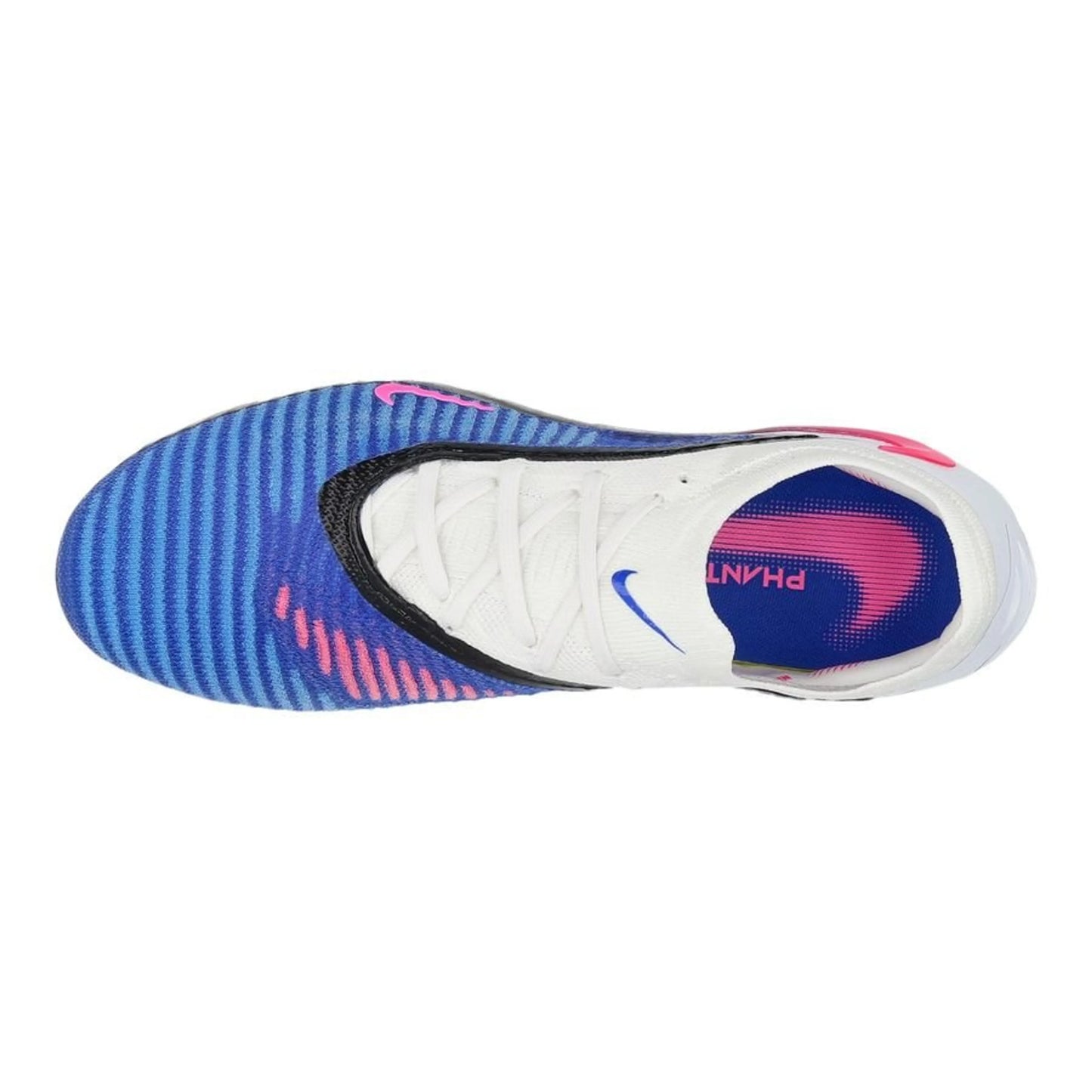 top view of the Nike Phantom 6 Elite Low Cut FG in Racer Blue / Pink Blast (Attack Pack)