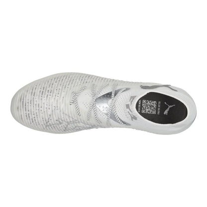 top view of the PUMA Future 8 Ultimate FG White Pack in White/Silver colorway