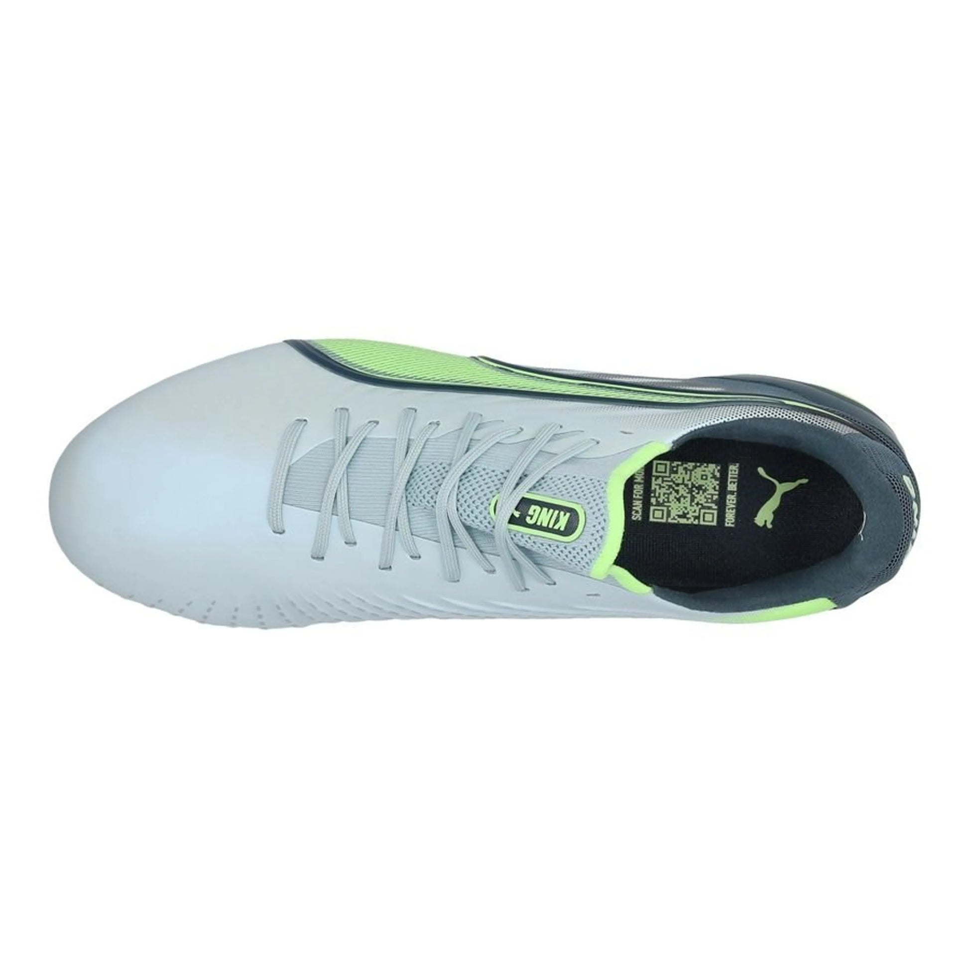 top view of the PUMA King Ultimate FG/AG Lights Out Pack in Green/Gray colorway