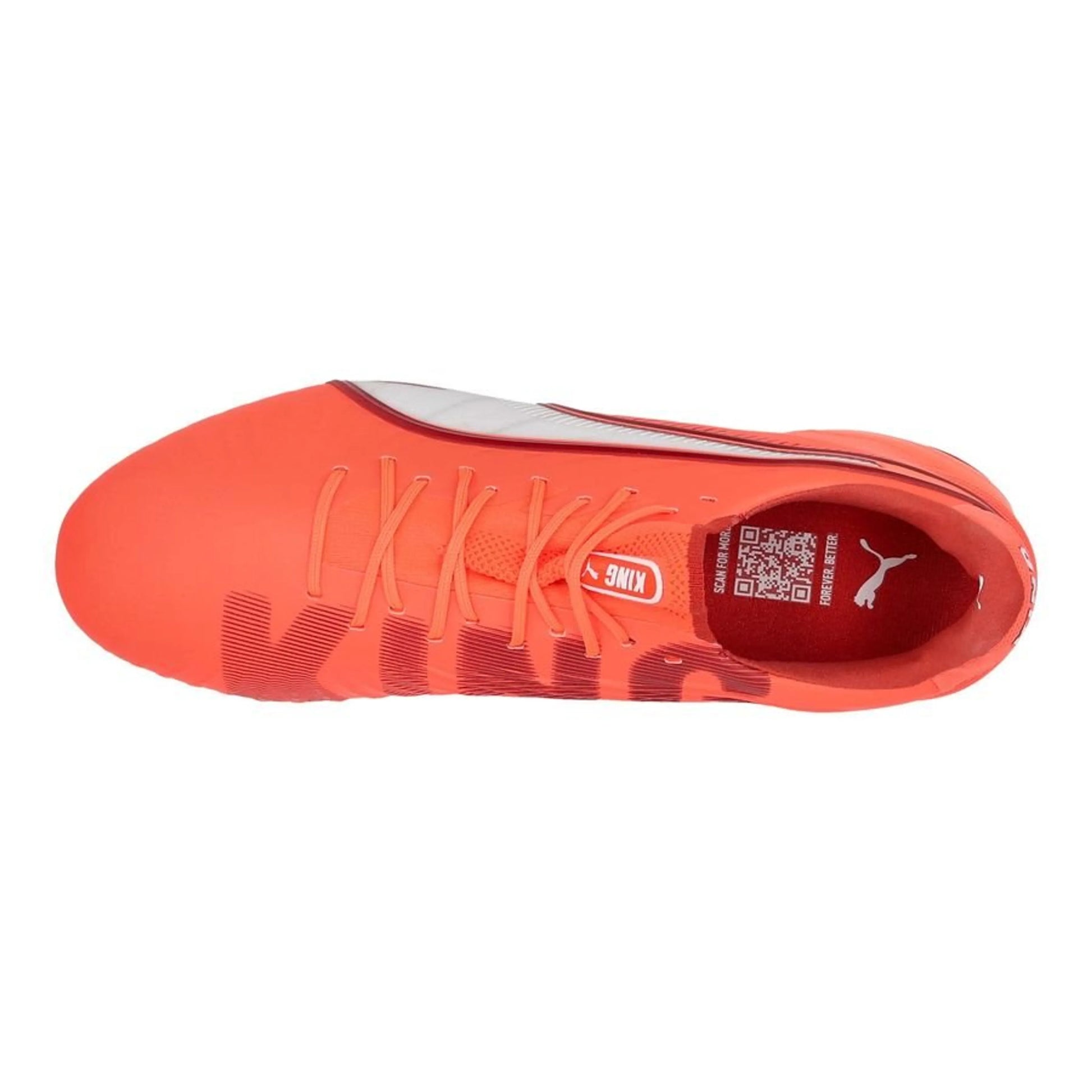top view of the PUMA King Ultimate FG/AG football boots Unlimited Pack in Red/White colorway