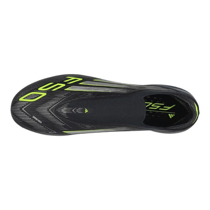 top view of the adidas F50 Elite FG Laceless Electric Stealth pack in Black/Lemon colorway
