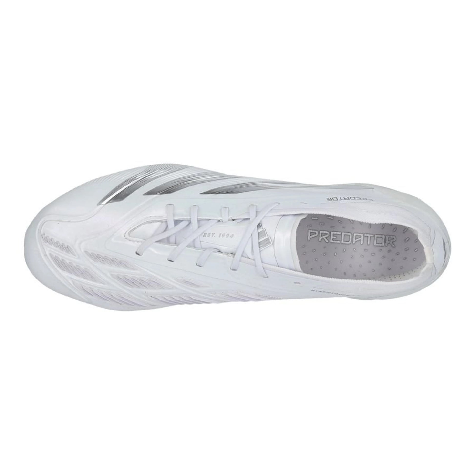top view of the adidas Predator Elite FG Pearlized pack in a clean White finish.