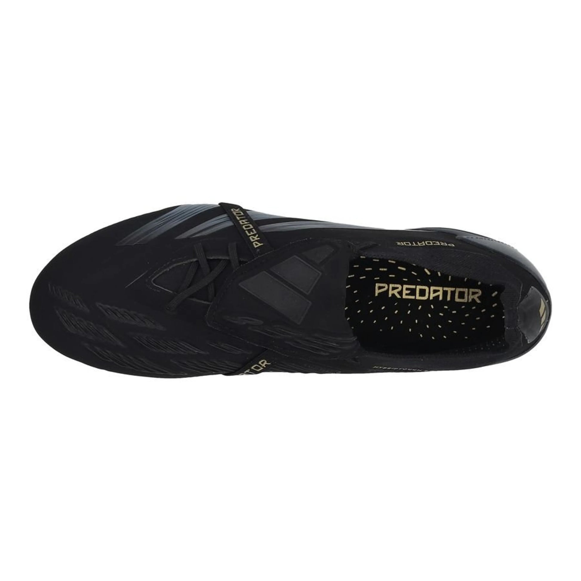 top view of the adidas Predator Elite Fold-over Tongue FG "Dark Spark" pack in Black/Carbon colorway