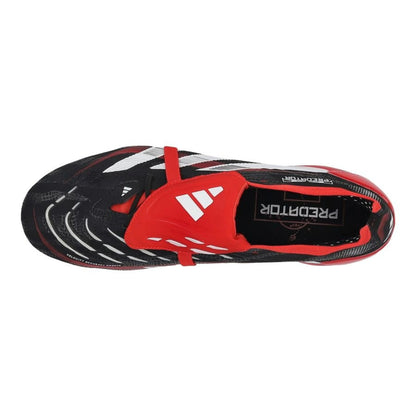 top view of the adidas Predator Elite Fold-over Tongue FG "Moments" pack in Black/White/Red colorway