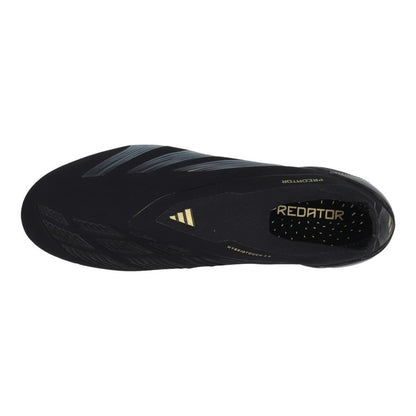 top view of the adidas Predator Elite Laceless FG "Dark Spark" pack in Black/Carbon colorway