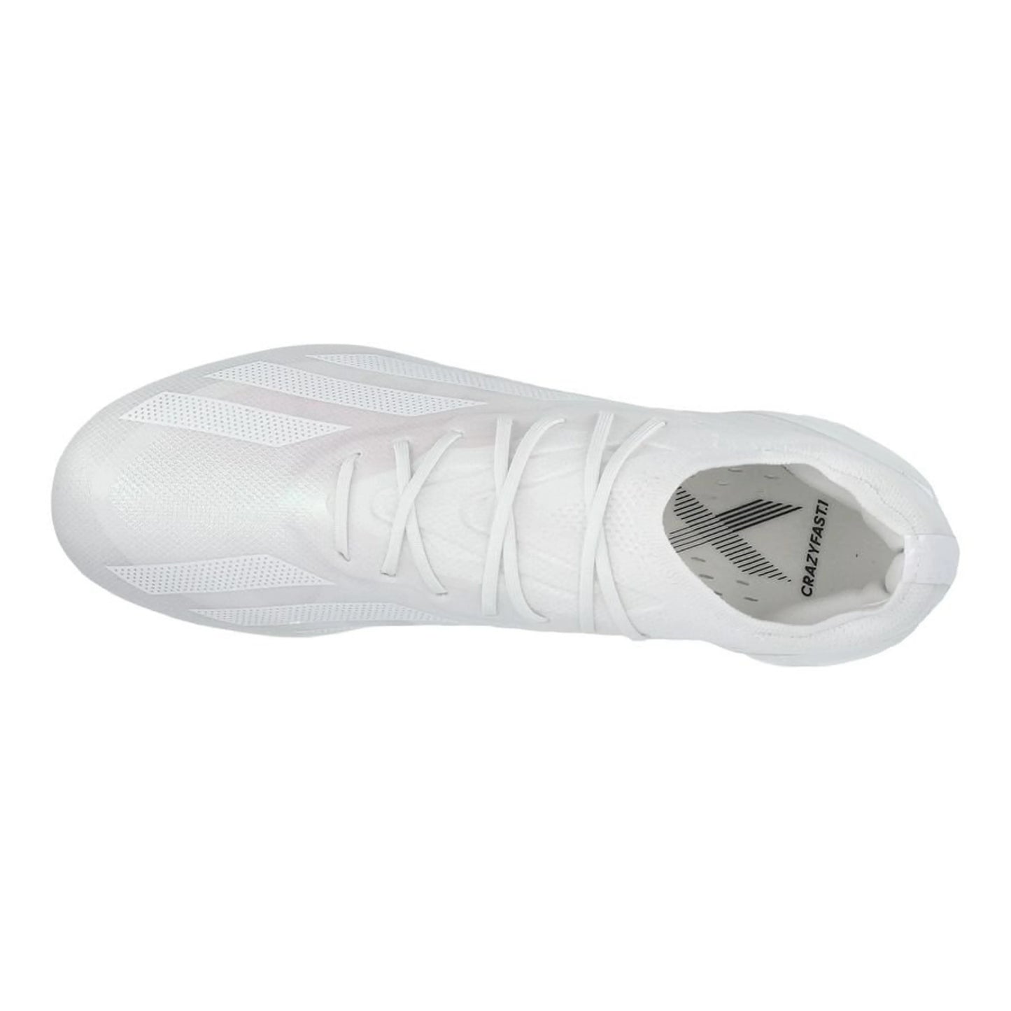 top view of the adidas X Crazyfast .1 FG Pearlized pack in a clean White finish.